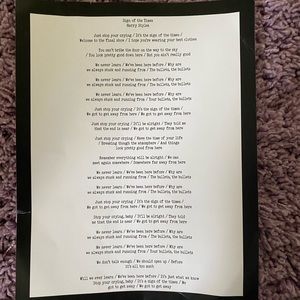Harry styles lyric sheet